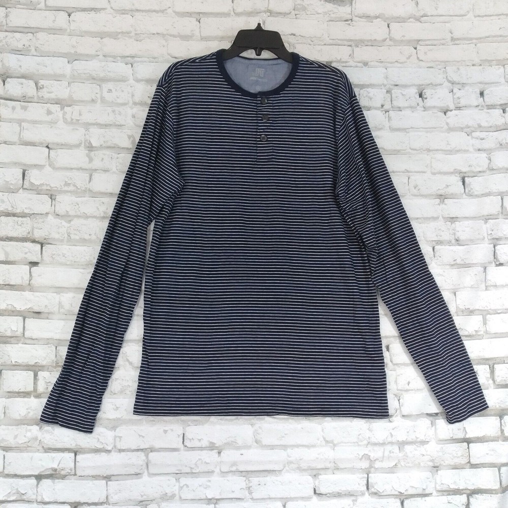 Jack Threads Mens T Shirt Size 2XL Blue Striped Long Sleeve Comfort Cotton